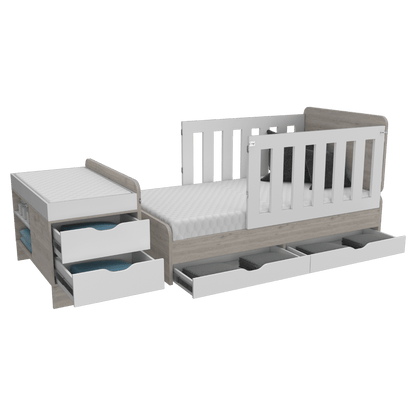 Cama Corral Islas  Blanco Y Ceniza