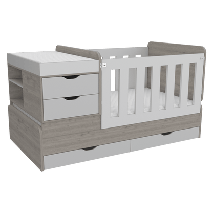 Cama Corral Islas  Blanco Y Ceniza
