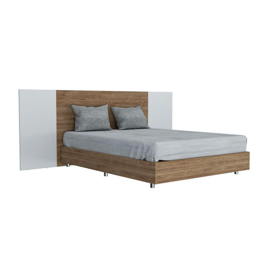 Cama Doble Nebraska Miel Y Blanco