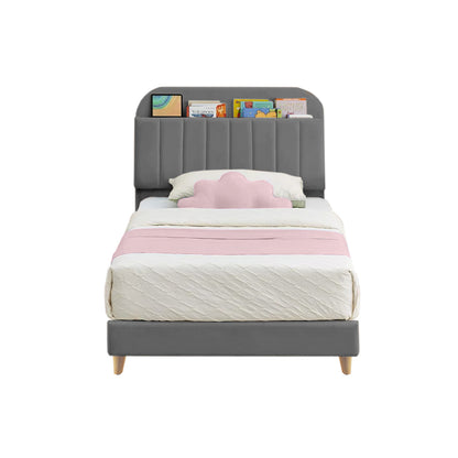 Base Cama con Espaldar Sencillo Infantil Fenix 100x190x115 gris plomo