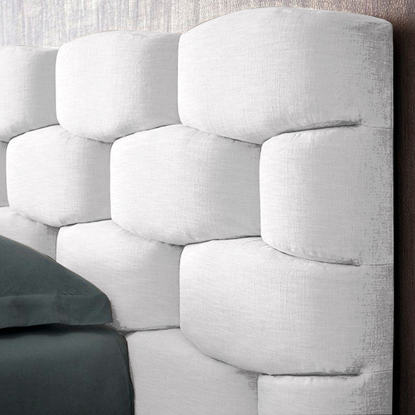 Base Cama con Espaldar + Colchon Doble Esmeralda  blanco