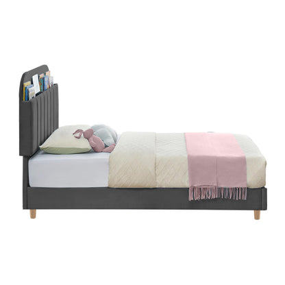 Base Cama con Espaldar Sencillo Infantil Fenix 100x190x115 gris plomo