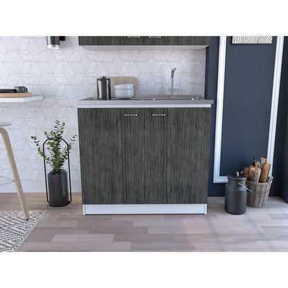 Gabinete Inferior Shelf Blanco Y Gris 100 Cm