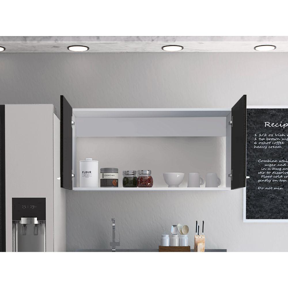 Gabinete Superior Shelf Blanco Y Wengue 100 Cm