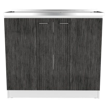 Gabinete Inferior Shelf Blanco Y Gris 100 Cm