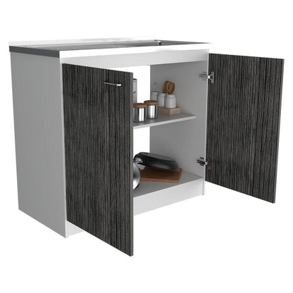 Gabinete Inferior Shelf Blanco Y Gris 100 Cm