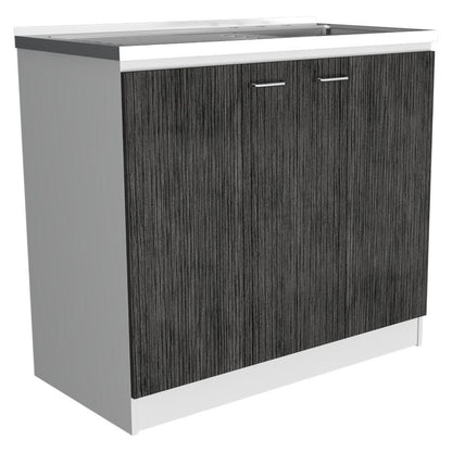 Gabinete Inferior Shelf Blanco Y Gris 100 Cm