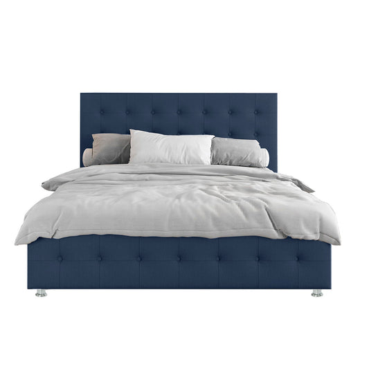 Base Cama Con Espaldar Sencillo Capital Azul