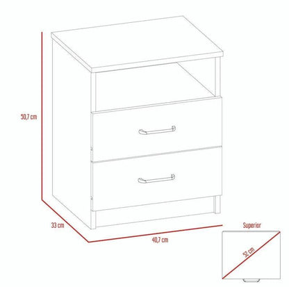 Mesa De Noche Shelf Rovere Y Blanco