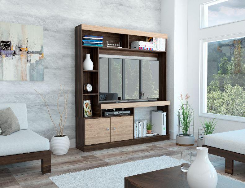 Mesa Para Tv Veonia Caoba Y Miel Para Televisor De 55"