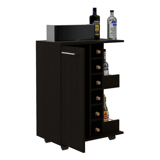 Bar Lunari Argus, Wengue, Con Espacio Para Botellas Y Porta Copas