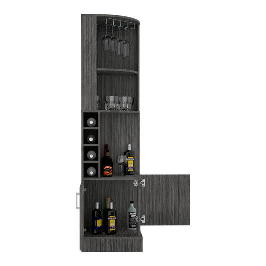 Bar Esquinero Mirari, Gris, Con Dos Puertas Y Espacio Porta Copas