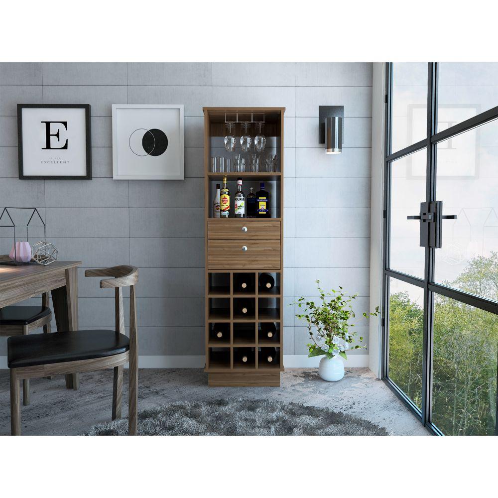 Bar Perlos, Castaño, Con Espacio Para Botellas Y Porta Copas