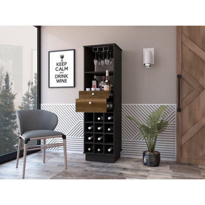 Bar Perlos, Wengue Y Cobre, Con Espacio Para Botellas Y Porta Copas