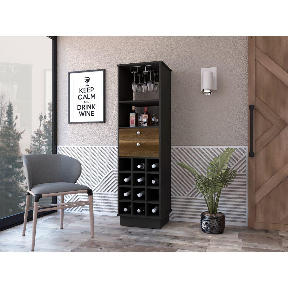 Bar Perlos, Wengue Y Cobre, Con Espacio Para Botellas Y Porta Copas
