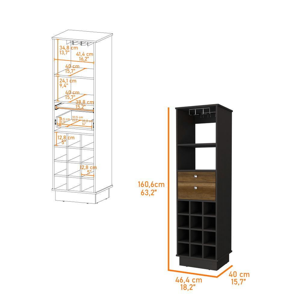 Bar Perlos, Wengue Y Cobre, Con Espacio Para Botellas Y Porta Copas
