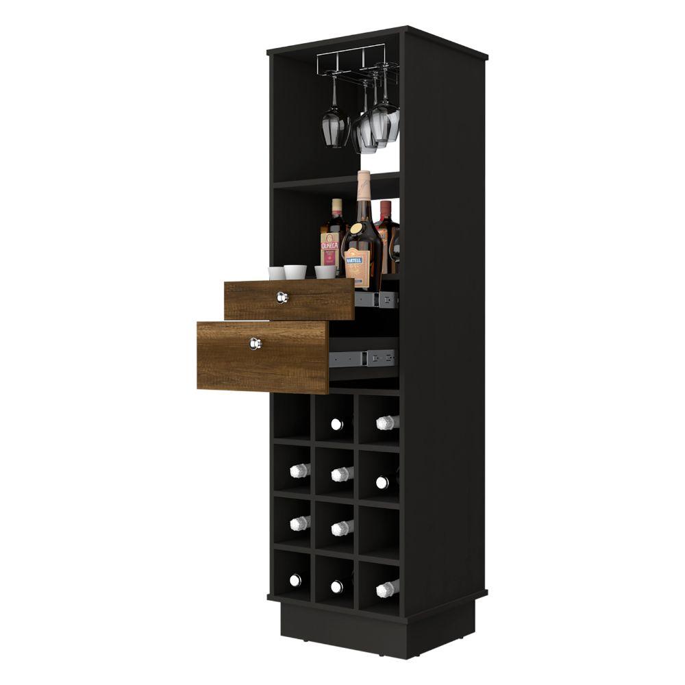 Bar Perlos, Wengue Y Cobre, Con Espacio Para Botellas Y Porta Copas