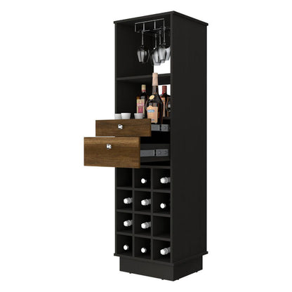 Bar Perlos, Wengue Y Cobre, Con Espacio Para Botellas Y Porta Copas