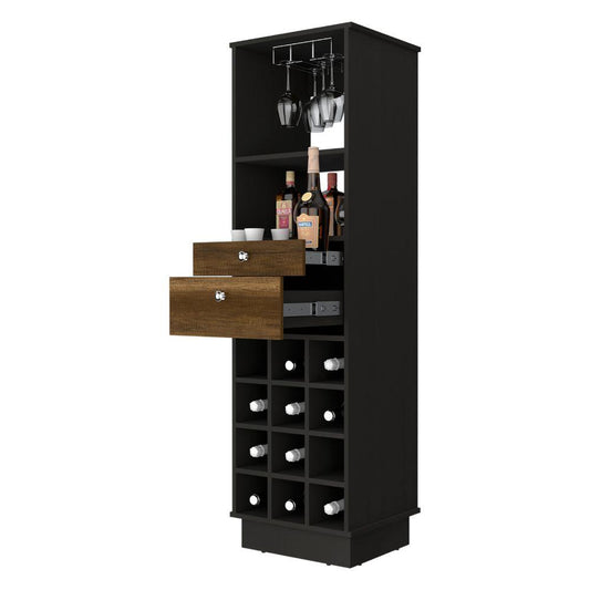 Bar Perlos, Wengue Y Cobre, Con Espacio Para Botellas Y Porta Copas
