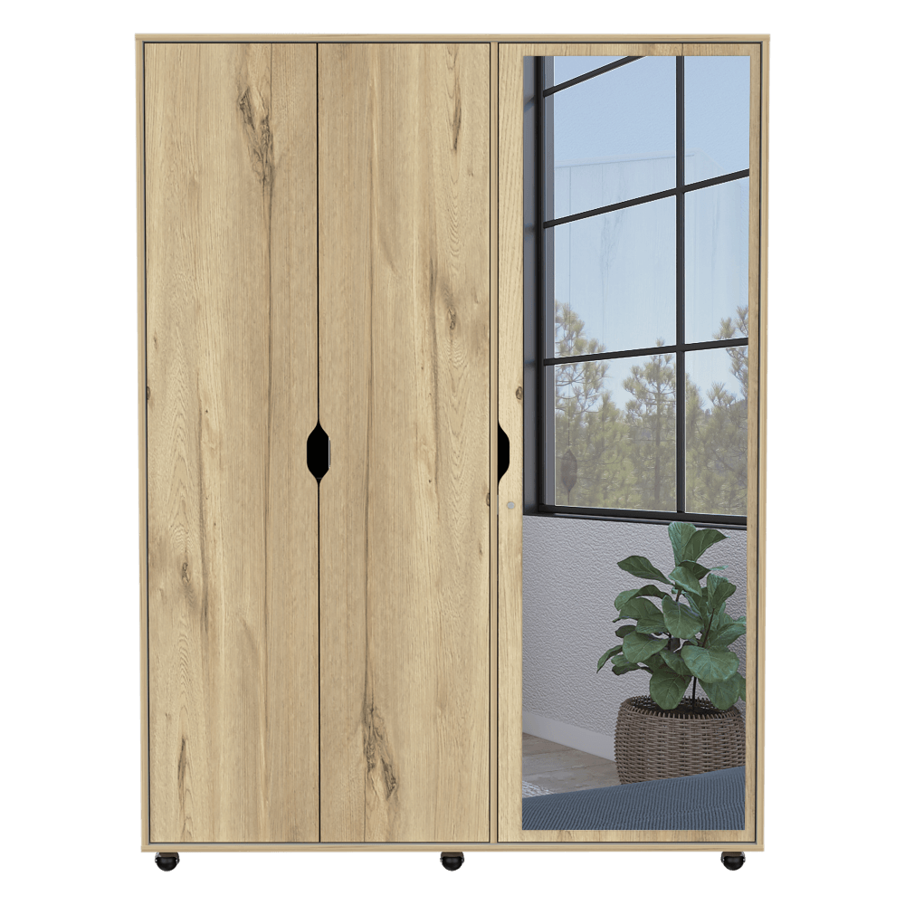 Closet Con Espejo Kireva Duna Y Blanco Duqueza