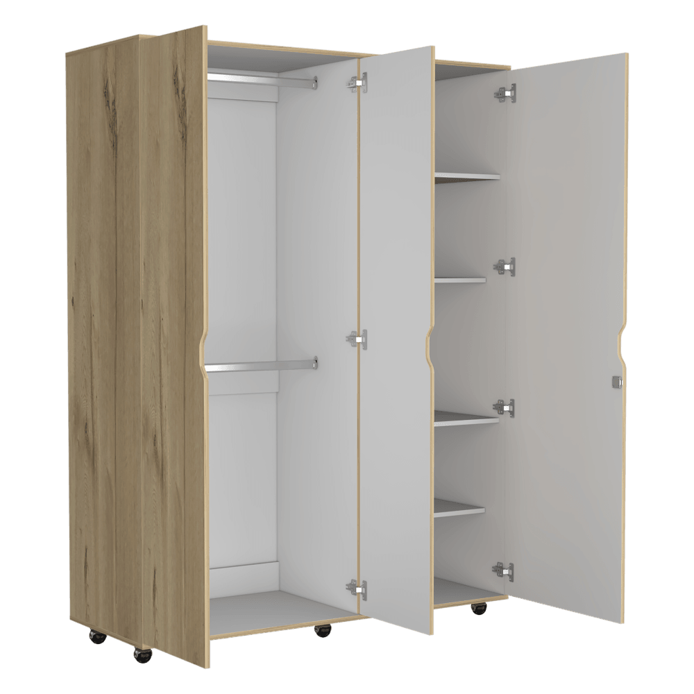 Closet Con Espejo Kireva Duna Y Blanco Duqueza