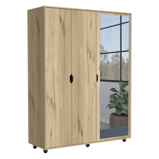 Closet Con Espejo Kireva Duna Y Blanco Duqueza