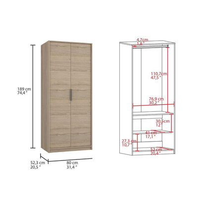Armario Kaia (2C) Rovere + Blanco Mqz 1