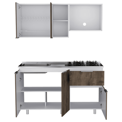 Cocina Integral Bilcont Y Blanco Con Mesón Izquierdo