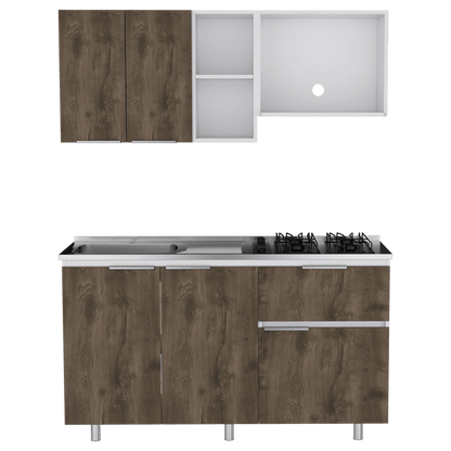 Cocina Integral Bilcont Y Blanco Con Mesón Izquierdo