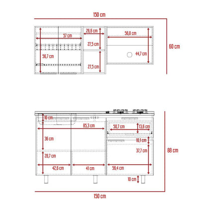 Cocina Integral Bilcont Y Blanco Con Mesón Izquierdo