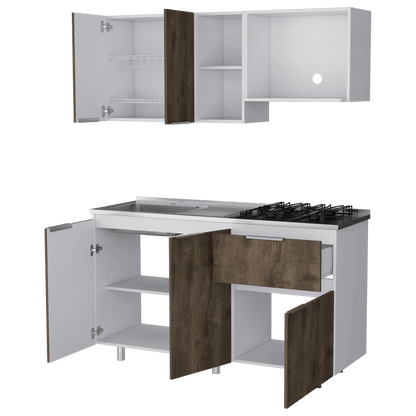 Cocina Integral Bilcont Y Blanco Con Mesón Izquierdo