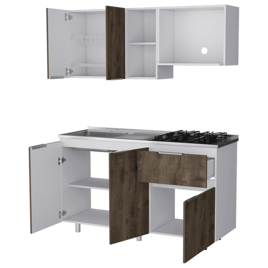 Cocina Integral Bilcont Y Blanco Con Mesón Izquierdo