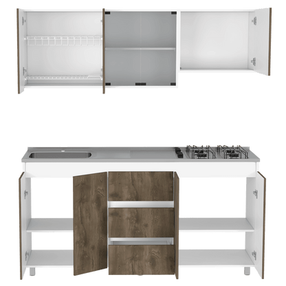 Cocina Integral Kaimor Blanco  Y Nogal Con Mesón Izquierdo