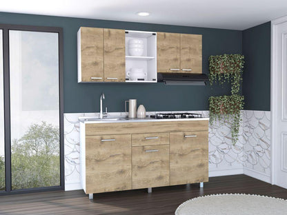 Cocina Integral Avorin Macadamia Y Blanco Con Mesón Izquierdo