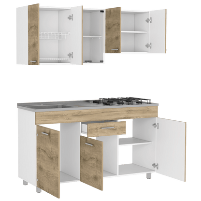 Cocina Integral Avorin Macadamia Y Blanco Con Mesón Izquierdo