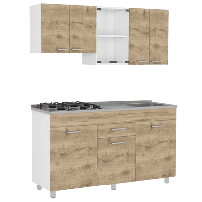 Cocina Integral Avorin Macadamia Y Blanco Con Mesón Derecho