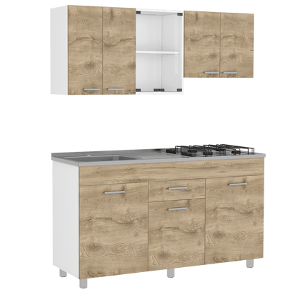 Cocina Integral Avorin Macadamia Y Blanco Con Mesón Izquierdo