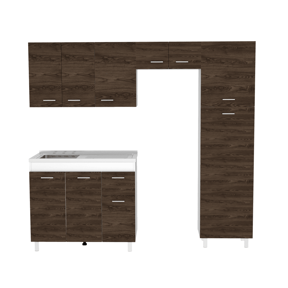 Cocina Integral Flummer Chocolate Y Blanco Con Mesón Izquierdo