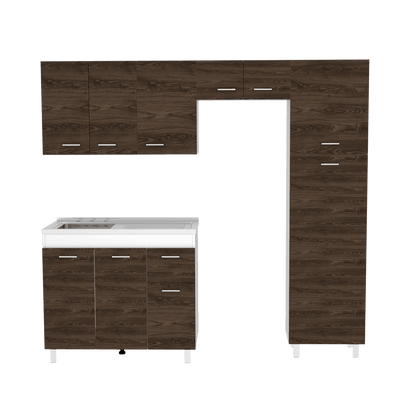Cocina Integral Flummer Chocolate Y Blanco Con Mesón Izquierdo