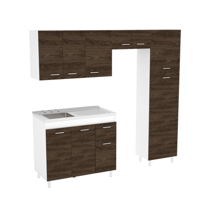 Cocina Integral Flummer Chocolate Y Blanco Con Mesón Izquierdo