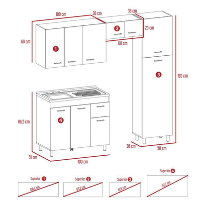 Cocina Integral Flummer Chocolate Y Blanco Con Mesón Izquierdo