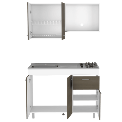 Cocina Integral Ekovia Blanco  Y Canela Con Meson Izquierdo