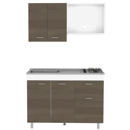 Cocina Integral Ekovia Blanco  Y Canela Con Meson Izquierdo
