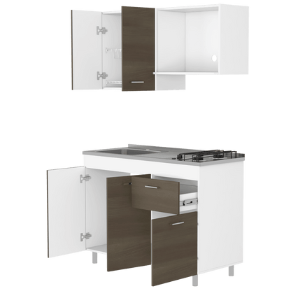 Cocina Integral Ekovia Blanco  Y Canela Con Meson Izquierdo