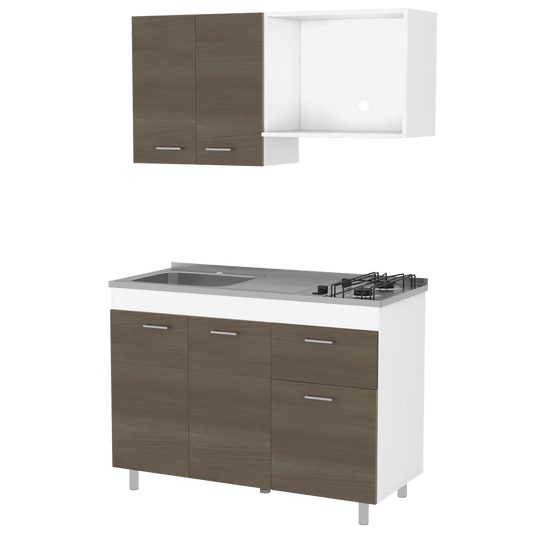 Cocina Integral Ekovia Blanco  Y Canela Con Meson Izquierdo