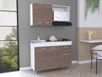 Cocina Integral Ekovia Blanco  Y Castaño Con Meson Izquierdo