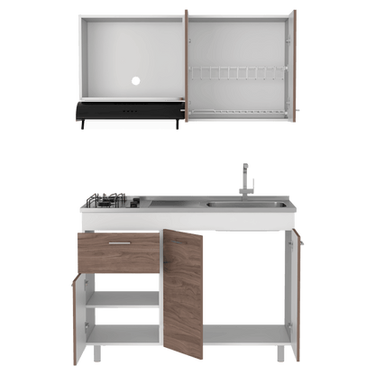 Cocina Integral Ekovia Blanco  Y Castaño Con Meson Derecho