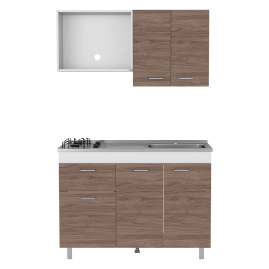 Cocina Integral Ekovia Blanco  Y Castaño Con Meson Derecho