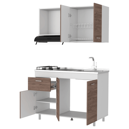 Cocina Integral Ekovia Blanco  Y Castaño Con Meson Derecho