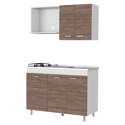 Cocina Integral Ekovia Blanco  Y Castaño Con Meson Derecho